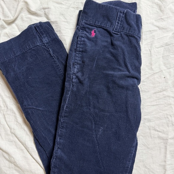 Ralph Lauren Other - Ralph Lauren Girls Corduroy Navy Blue Pants Size 10 Straight Leg Pink Pony